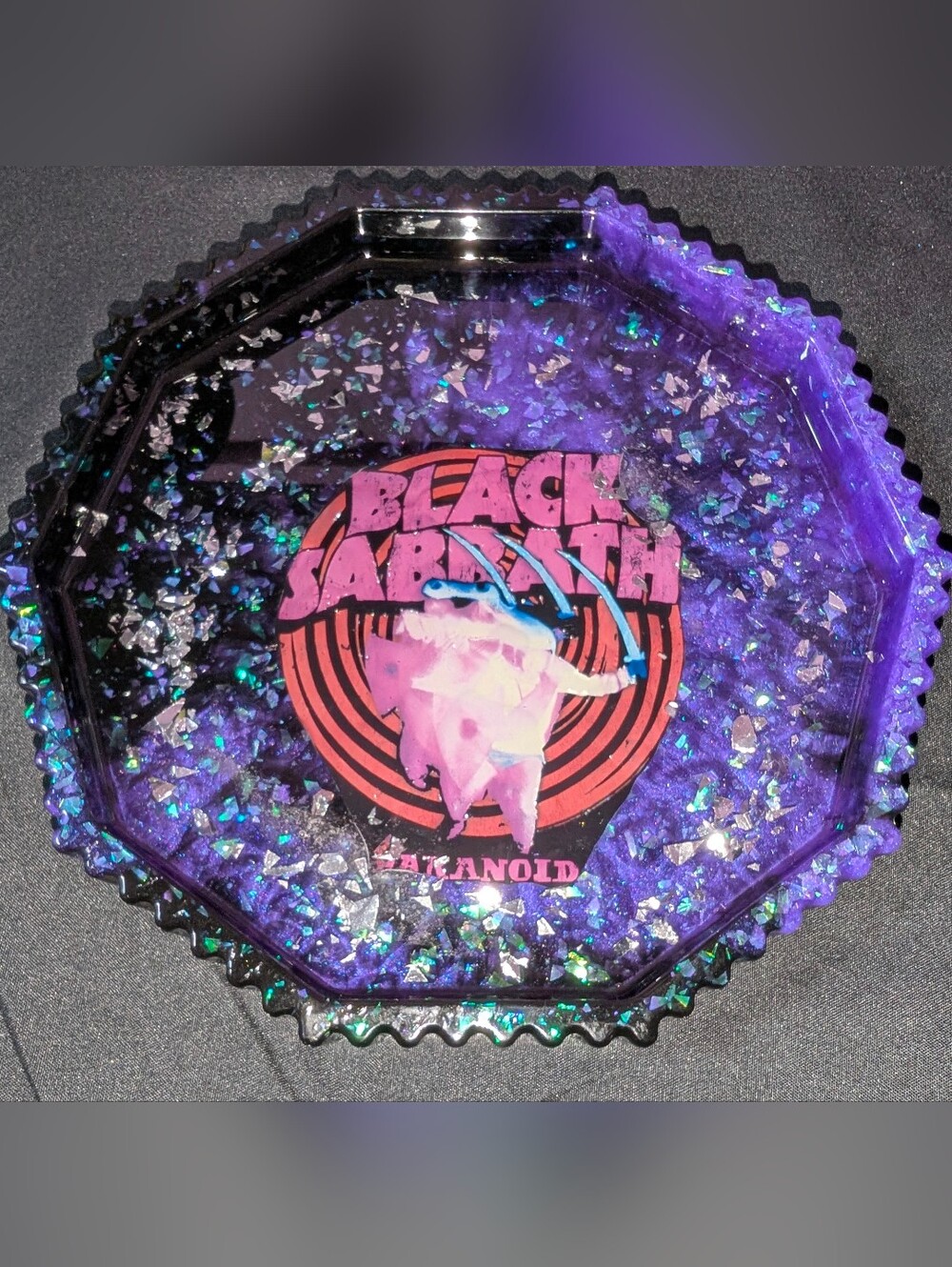 Handmade Black Sabbath Resin Glitter Trinket Tray
